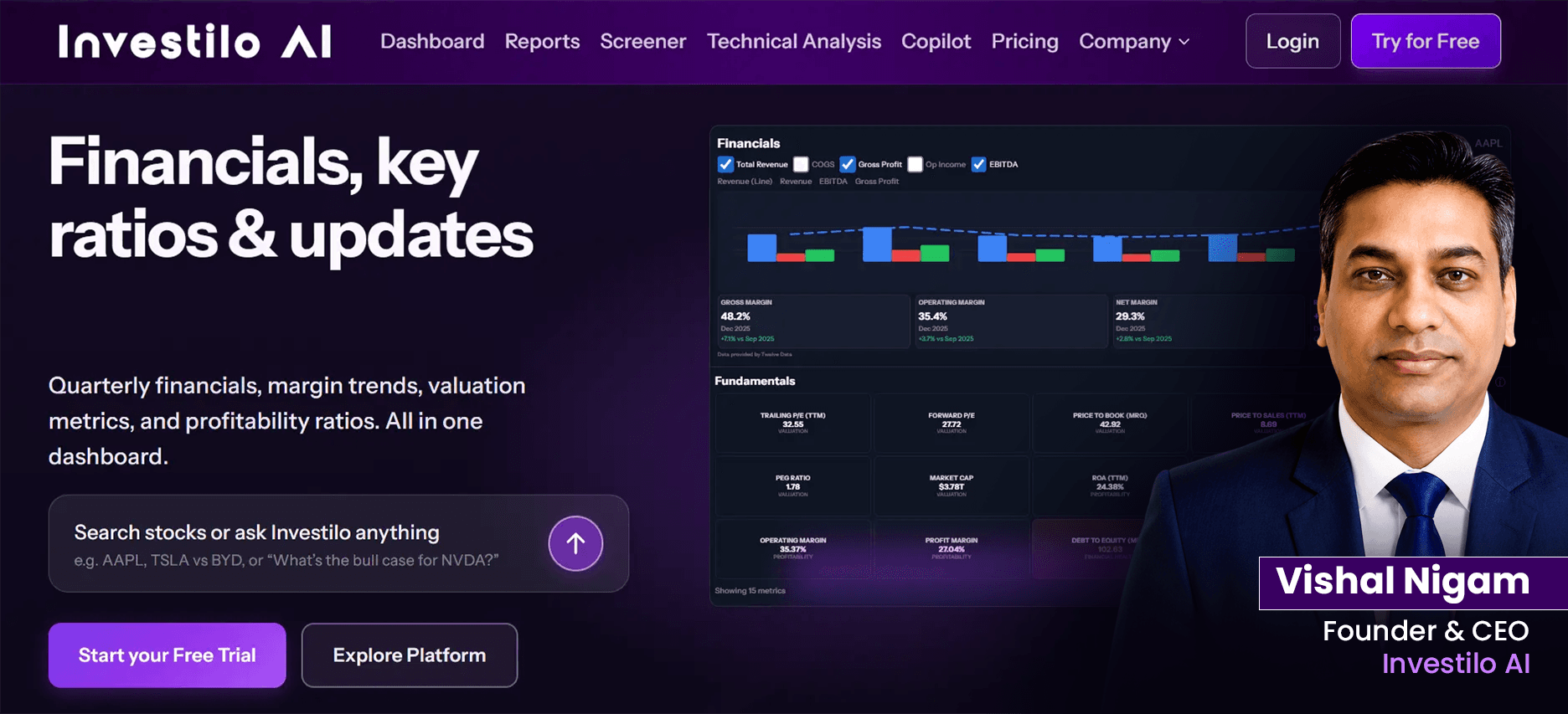 Investilo AI platform screenshot