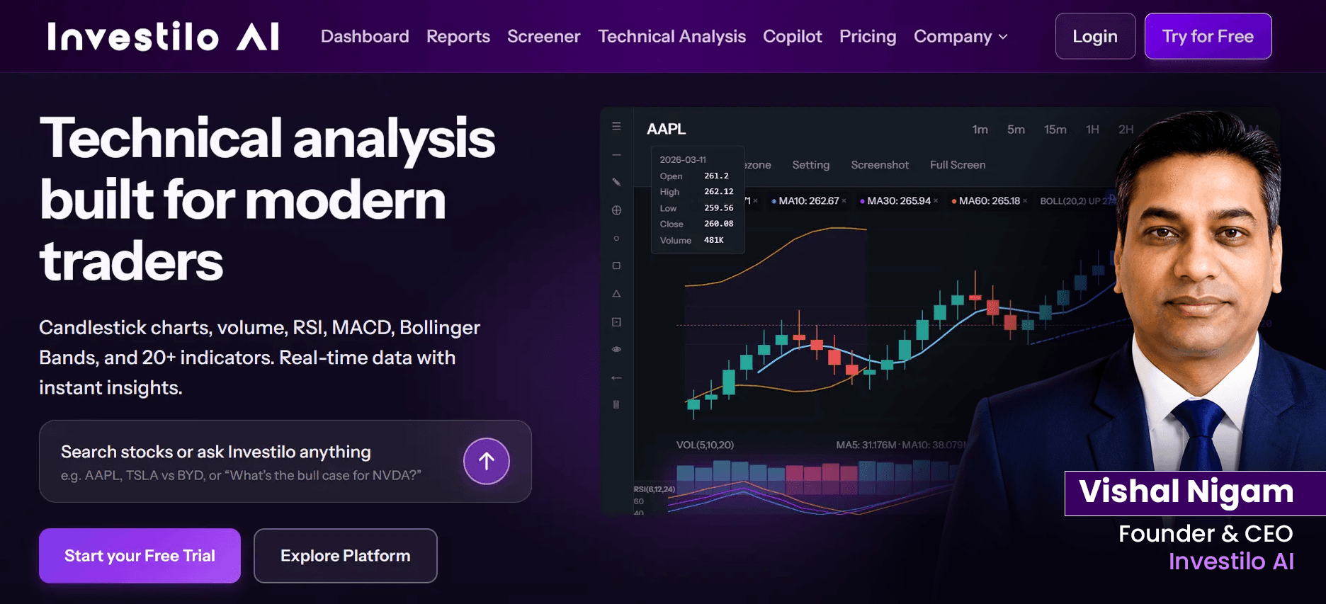 Investilo AI platform screenshot